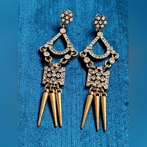 Bohemian Gold Drop Earrings with Rhinestones